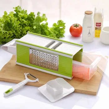 

Free Shipping Adjustable Mandoline Slicer with 4 Interchangeable Stainless Steel Blades -Vegetable Cutter Peeler Slicer Grater