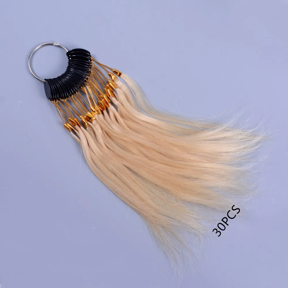 1 set 30pcs/set 100% human virgin hair color ring for human hair extensions and salon hair Dyeing sample, can be dye any color 1 set 30pcs/set 100% human virgin hair color ring for human hair extensions and salon hair Dyeing sample, can be dye any color