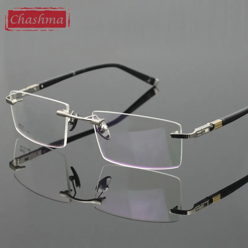 Chashma Titanium Eyeglasses Rimless Ultra Light Myopia Optical Frame Prescription Glasses Frames for Men