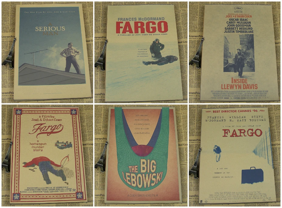 

Coen Brothers Movie Poster /True Grit/Fargo/No Country for Old Men/wall sticker/Kraft Poster