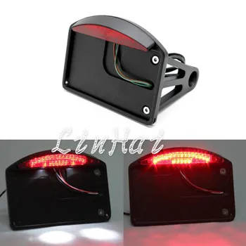 

Motorcycle Side Mount License Rectangle Plate LED Tail Brake Light Fit For Harley Customs Choppers Black