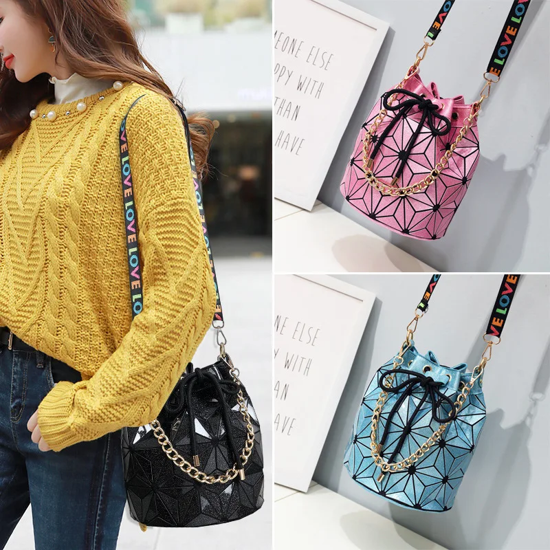 Многофункциональная Женская модная Геометрическая сумка на плечо Bao Bucket, женские Красивые Стильные корейские сумки через плечо с цепочкой
