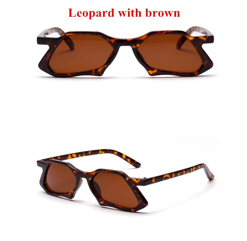 KPAY fashion vintage polygon sunglasses men clear lens 2019 irregular trendy for car sun glasses women uv 400 leopard eyewear