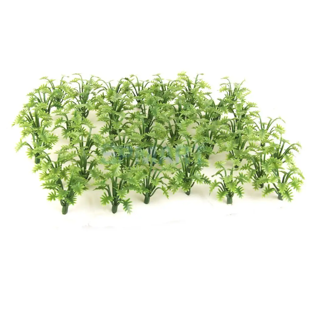 100Pcs Plastic Painted Green Ground Grass Tree Model DIY Landscape Railway Wargame Park Diorama Scenery 1/32-1/42