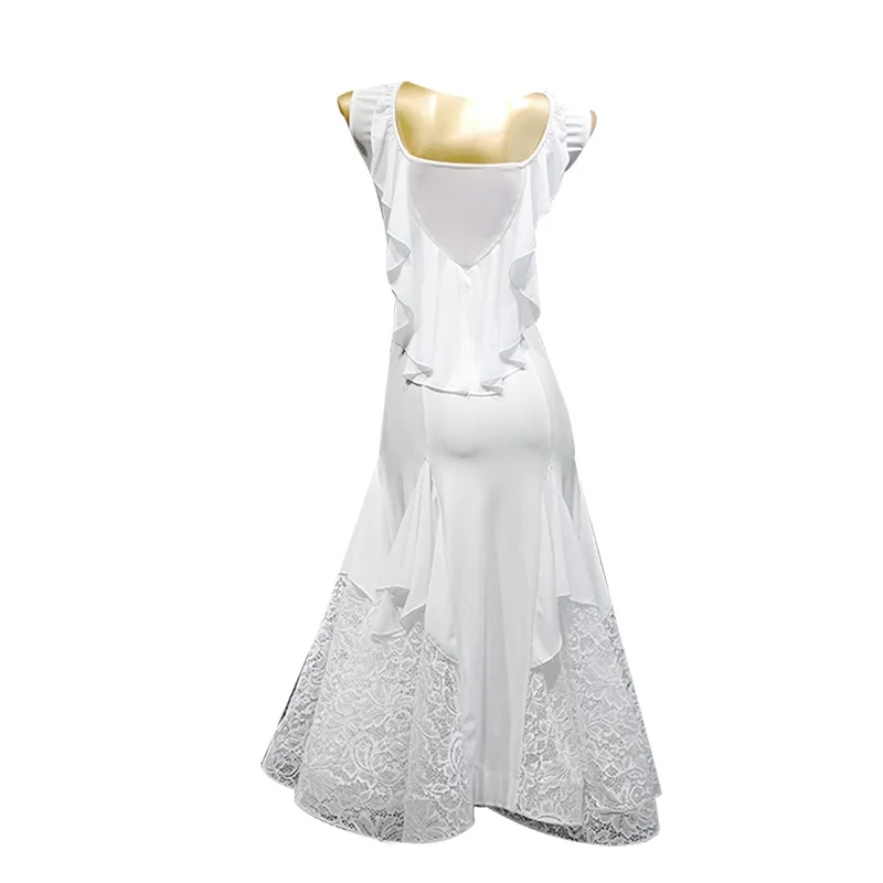 Новое белое кружевное платье с для участия в конкурсах бального танца платье Танцы бальное платье, для вальса платья Стандартный Танцы платье для женщин Бальные платья