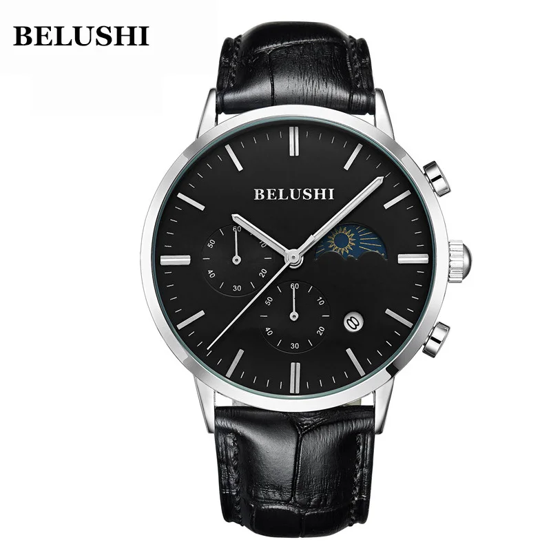 

BELUSHI Starry Series Watch Male Leather Strap Business Casual Waterproof Sports Watches Man Quartz Clock Relogio Masculino