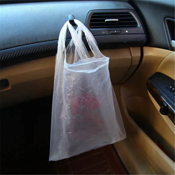 Hang plastic bag with 3 Pcs Mini Car Hook Hanger