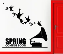 Gramófono Con Pájaros de Vuelo creativo Serie Mural Pegatinas de Pared Tatuajes de pared Art Design Music Home Art Room Decor Wallpaper M-86