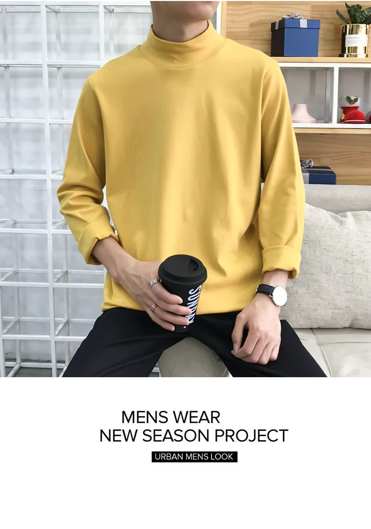 M-5XL Для мужчин футболка Новая модная Однотонная футболка с длинным рукавом Для мужчин s Костюмы тенденция Демисезонный Повседневное O шеи футболки Для мужчин плюс
