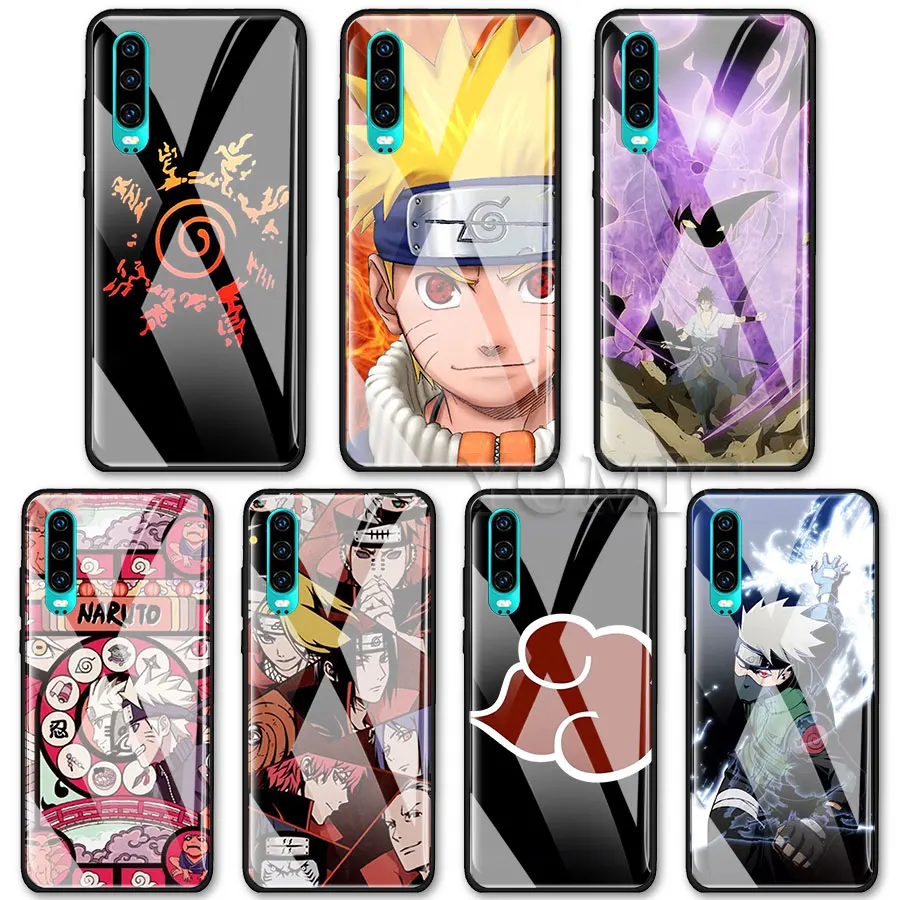 

Tempered Glass Case for Huawei P10 P20 P30 Pro Mate 10 20 Lite Honor 8X 20 Pro Cover Anime Naruto Uchiha Itachi Luxury Case