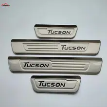 Accessories For Hyundai Tucson Door Sill Scuff Plate Guards Stainless Steel Door Sills Pedal Strips Trims Car Styling 2015 4pcs car stainless steel door sills scuff plate fit for 2017 hyundai solaris hatchback sedan dual tone door sills