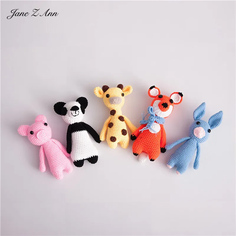 

Jane Z Ann Photography Doll Baby knitted handmade small Animals deer piggy panda fox bunny puppet shooting accessories