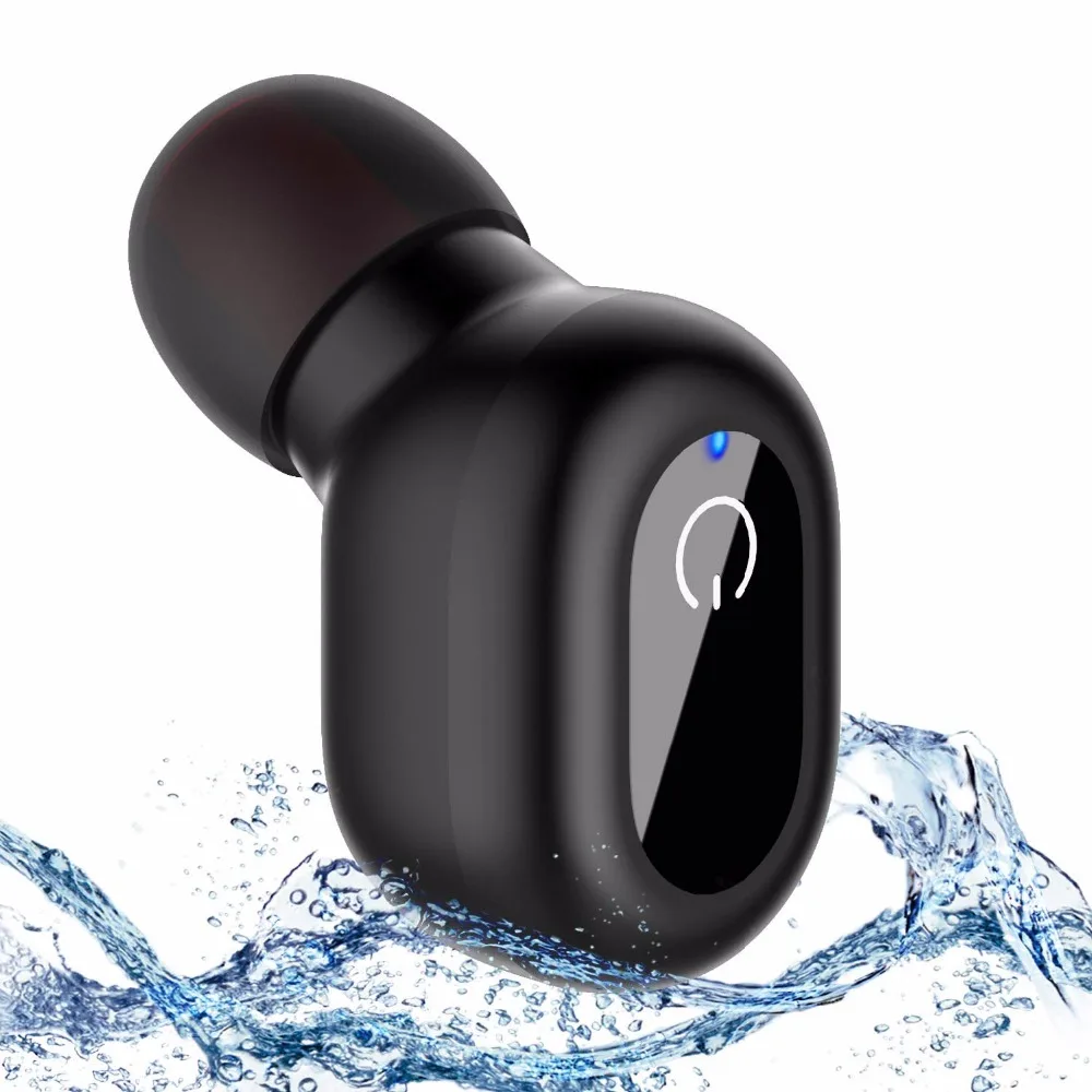 

Waterproof Bluetooth earphone Smallest Wireless Car Headsets with Microphone for iPhone and Android Smart Phone-Black