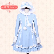 Sweet Lolita Dress Cute Bear Ear Furry Bow Long-sleeves lady Winter Coat Warm Coat for women Cosplay Costumes XS-XL Custom-made