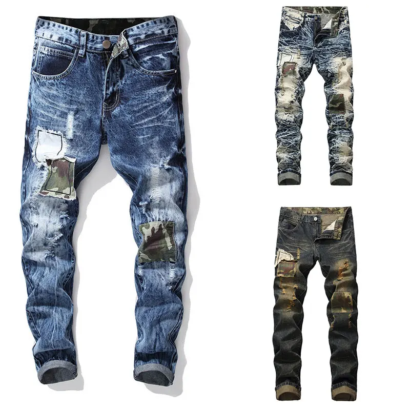 

Famous High Street Fashion Men Jeans Destroyed Ripped Jeans Jeans Men Motor Biker Jeans Homme New Men Pants