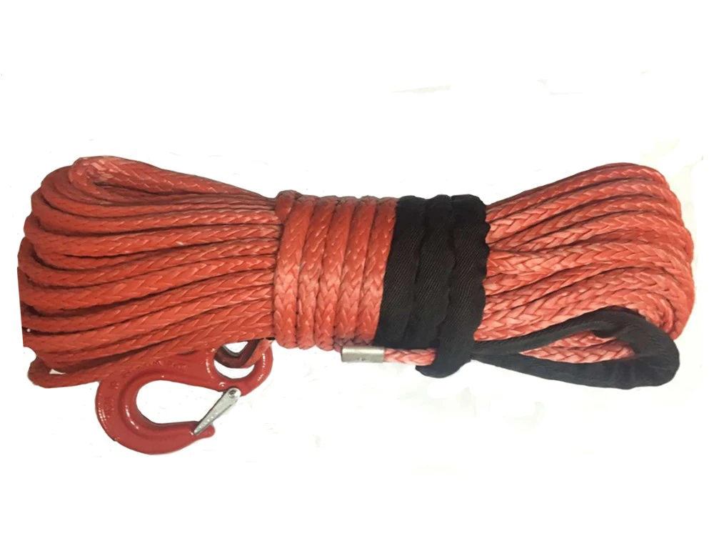 1/2"x100' Red Synthetic Winch Rope With Hook for ATV/UTV Cars KFI