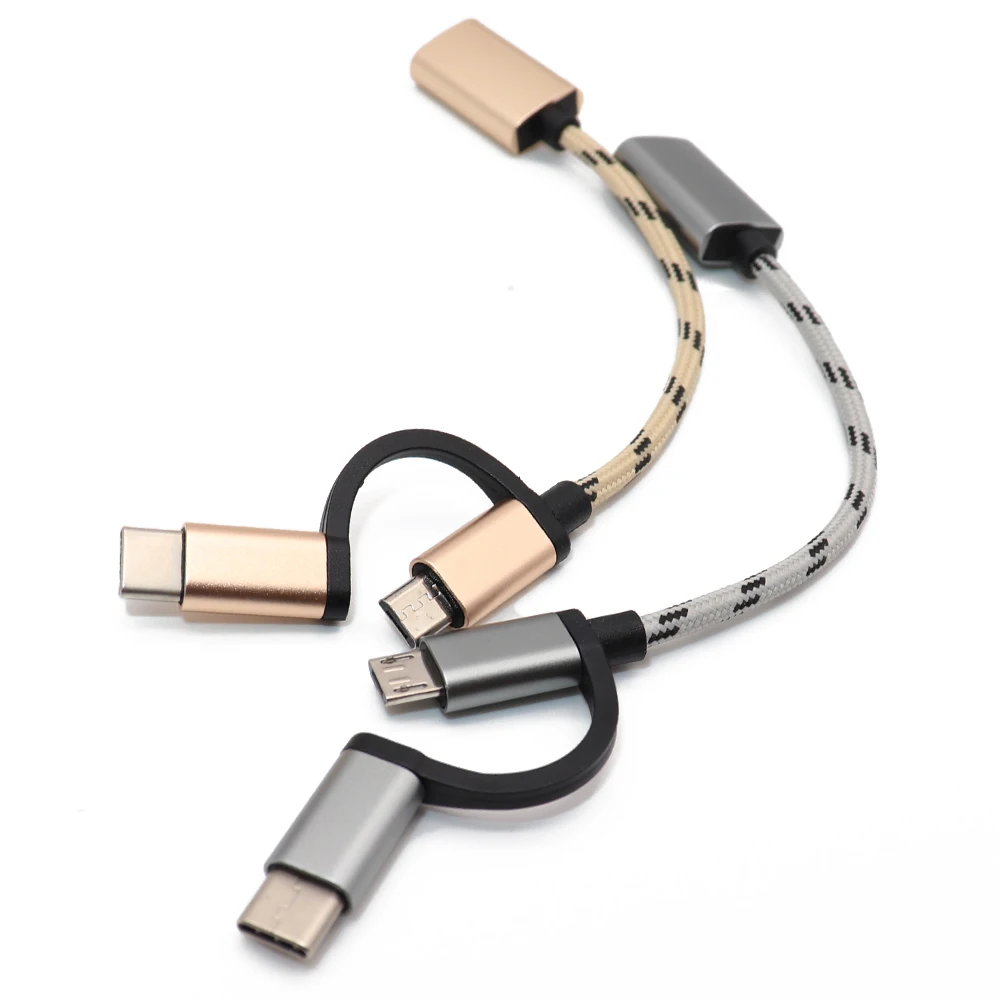 2 в 1 OTG адаптер USB Type C + Micro USB|Переходники и адаптеры| |