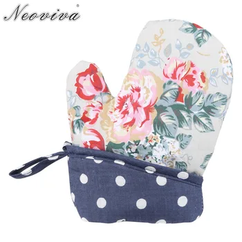 

Neoviva Cotton Fabric Quilting Oven Mitts for Children in Play Kitchen Set of 2 Floral Quarry Bloom Household Oven Gloves bbq