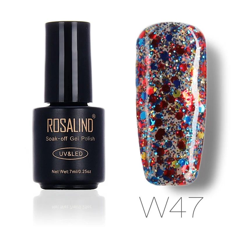 Rosalind, брендовый светодиодный гель для ногтей, макияж, высокое качество, пигмент, синий, золотой, красный, 7 мл, профессиональный блестящий блеск, УФ-гель для ногтей