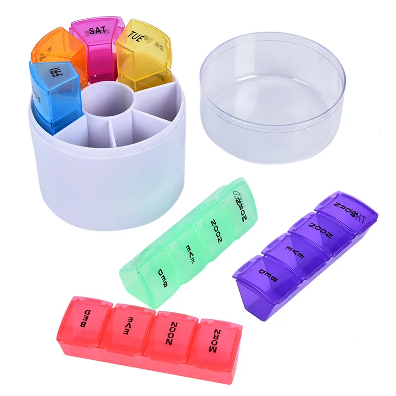 

7 Days Pill Case Medicine Storage Tablet Pill Box With Clip Lids Medicine Organizer Pill Case Splitters Storage Dispenser Weekly