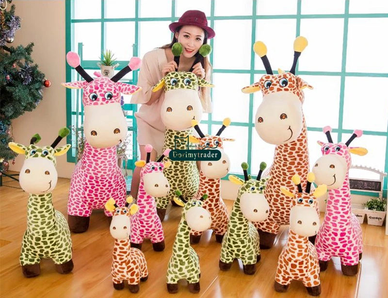 Dorimytrader New 100cm Giant Cute Soft Cartoon Giraffe Plush Toy Stuffed Animal Giraffe Doll Pillow Kids Play Toys Gift 39inches DY61686 (13)