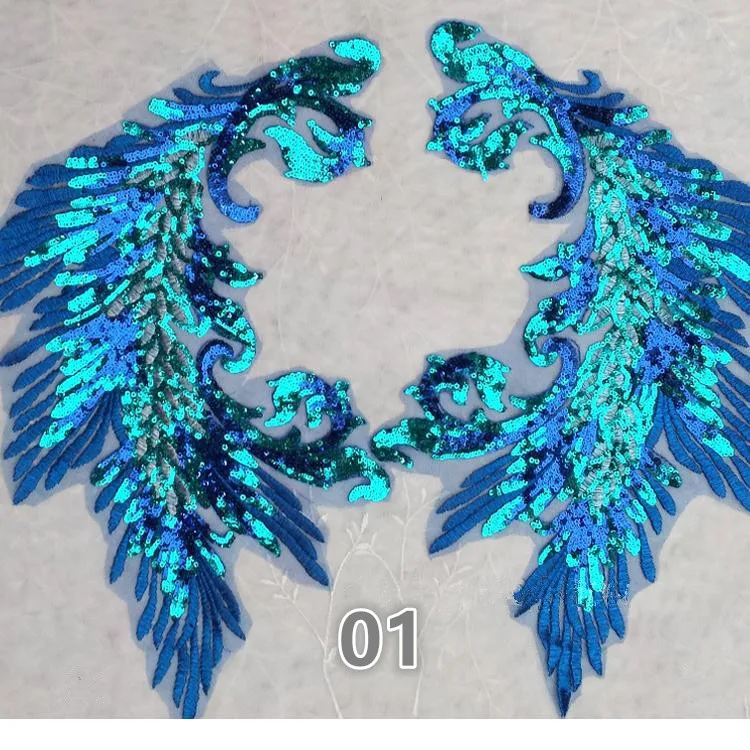

1 Set / Handmade DIY Embroidery, Peacock Phoenix Tail Feather Pattern, Cloth Ornaments, Performing Accessories 25*40cm YS0360