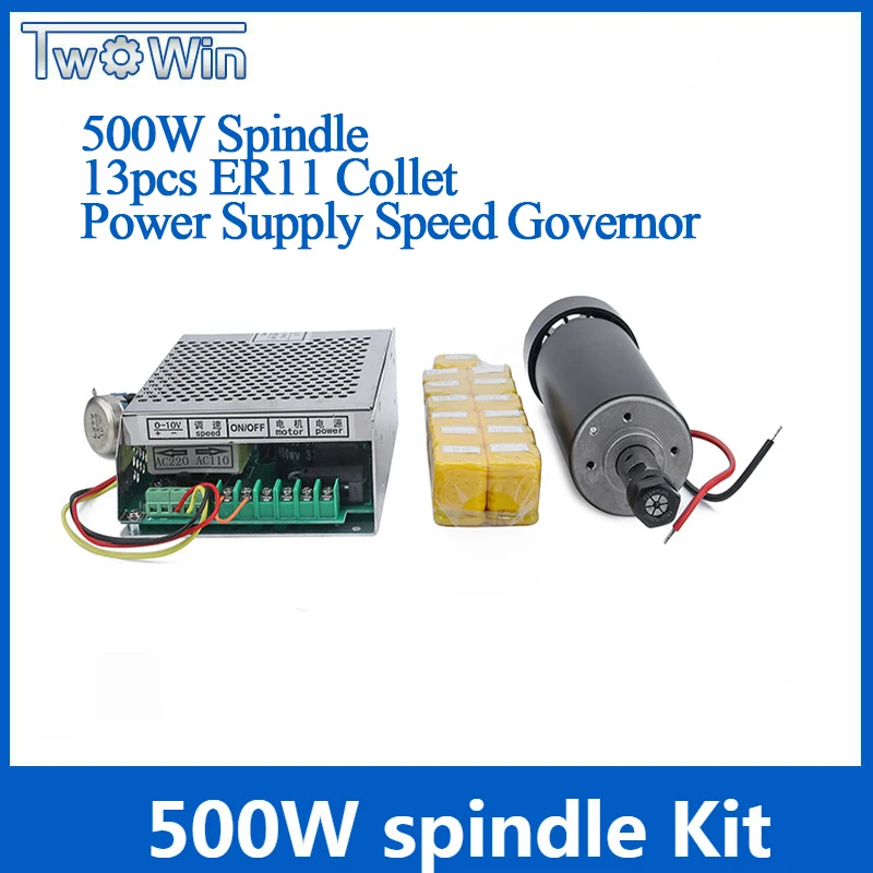 500 Вт с воздушным охлаждением шпинделя ER11 зажимы цанговые CNC 0.5KW мотор шпинделя+ регулятор скорости питания для DIY CNC