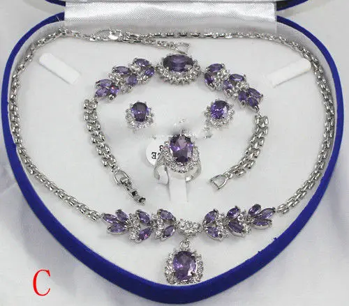 

HOT SELL - Beautiful woman in the fashion jewelry set necklace bracelet earrings ring + box NEW -Top quality free shipping