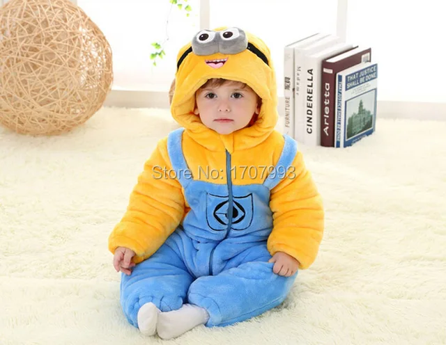 New Born Baby Boy Minions Design Dress In Yellow Color