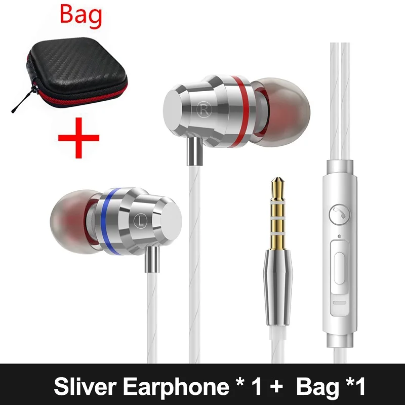 KD3 наушники-вкладыши, медные Аудио Проводные стерео наушники с басами, металлические наушники с микрофоном, 3,5 мм разъем, наушники, audifonos - Цвет: Silver With Bag