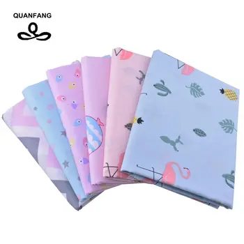 

QUANFANG 6pcs/lot Cartoon Pattern/Twill Printed Cotto Fabric For Patchwork, DIY quilts Cloth Quilting Sewing Baby Children bird
