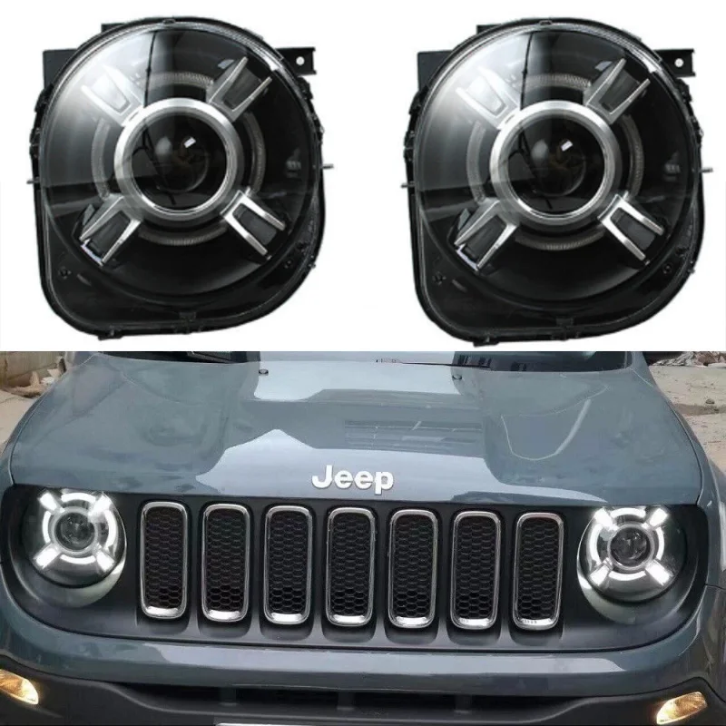 

1 Pair HID Daymaker Projector H4 LED Headlights For Jeep Renegade 2015~2017 Auto Accessories Xenon Front Headlamp With White DRL