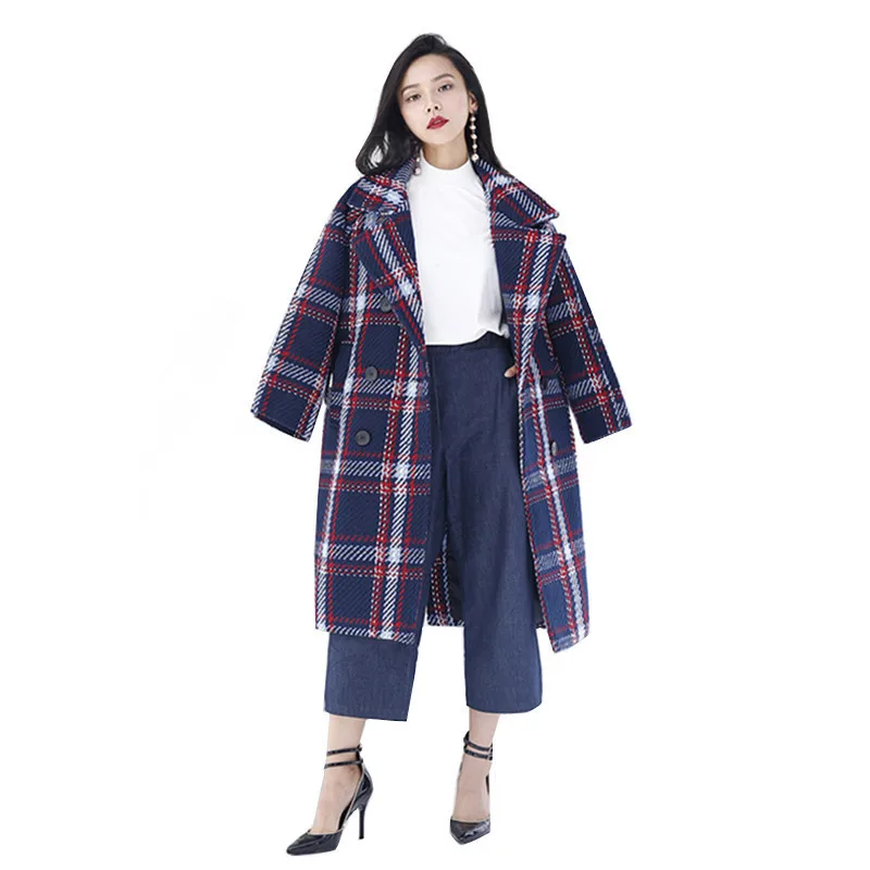 Ioqrcjv Confortable Laine En 4 Nouvelles Carreaux À Costume Col longs Croisé Manteaux Plaid Femmes Mélangé Casual Mi Hiver Manteau 2018 Tops AaCwqffU