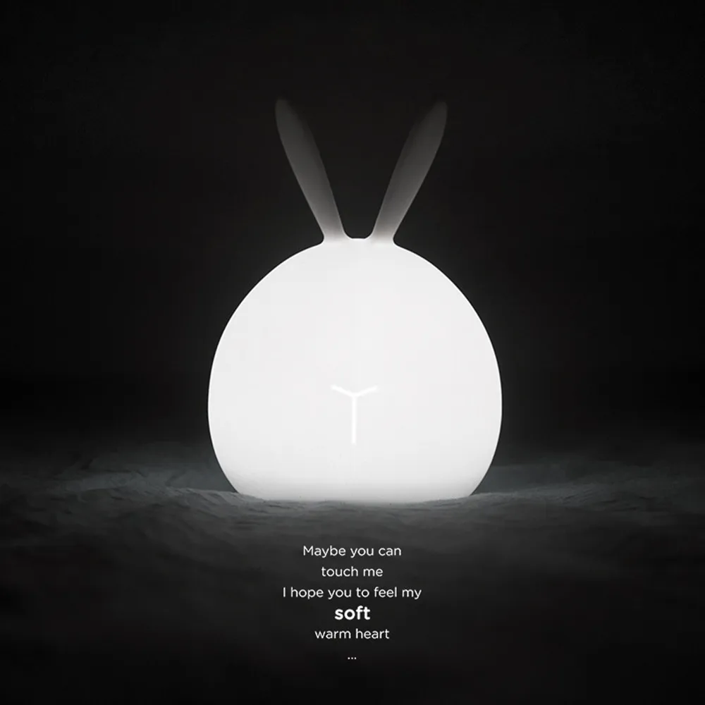 SuperNight 7 Colors Rabbit LED Night Light Dimmable Touch Sensor Cartoon Silicone Bunny Bedside Lamp for Children Kids Baby Gift (13)