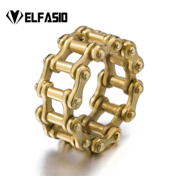 

Elfasio 12cm Men's Ring 316L Stainless Steel Biker band Motorcycle Link Chain Punk Jewelry