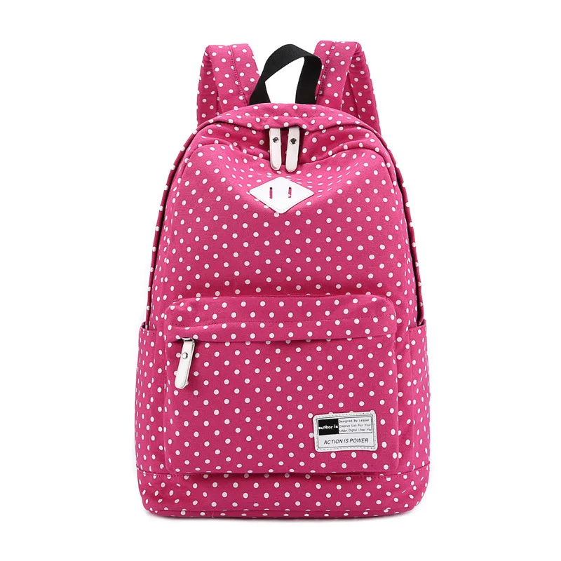 Rose Pink Женский рюкзак с принтом в горошек, холщовые школьные сумки для девочек-подростков, рюкзак в стиле преппи, Очаровательная записная книжка, сумка Mochila Feminina - Цвет: Rose Pink