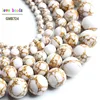 White Howlite Spun Gold Loose Stone Round Beads for Jewelry Making DIY Bracelet 15'' strand 4/6/8/10/12mm ► Photo 3/5