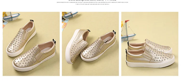 Rivet Children Shoes 2018 New Spring Fashiion Solid Pu Leather Kids Shoes Black Gold Casual Zips Rubber Boys Girls Sneakers  565 (3)