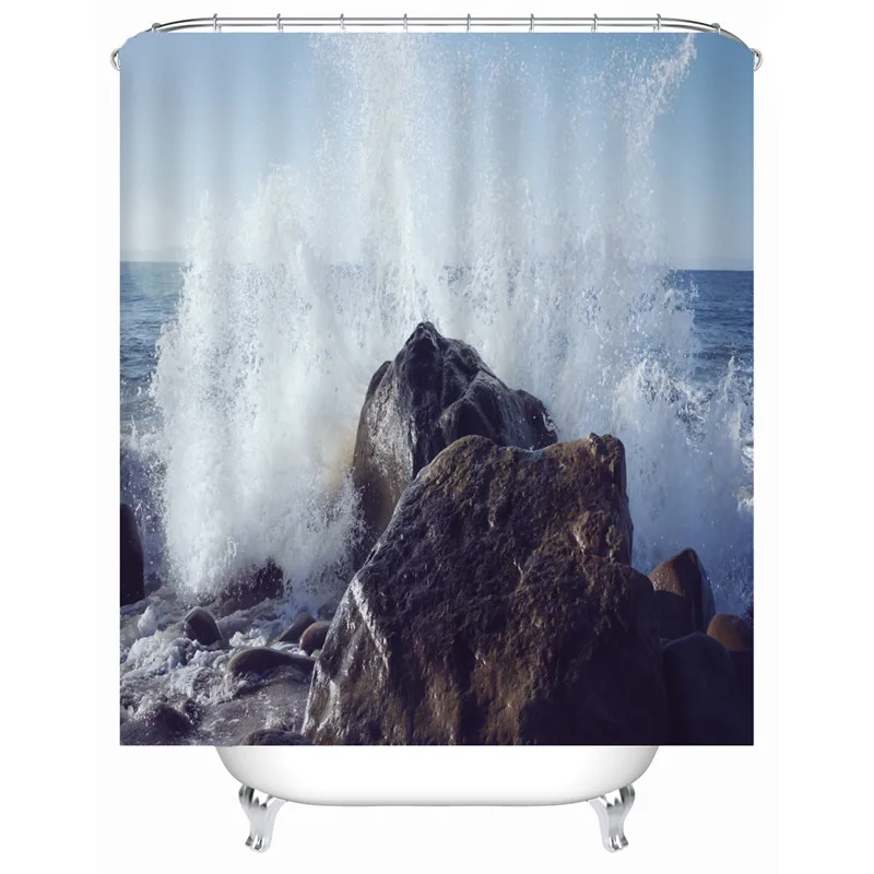 Wave Pattern Bathroom Curtain Decor Waterproof Polyester Eco-Friendly Shower Curtains 150*180cm 180*180cm drop shipping AP17