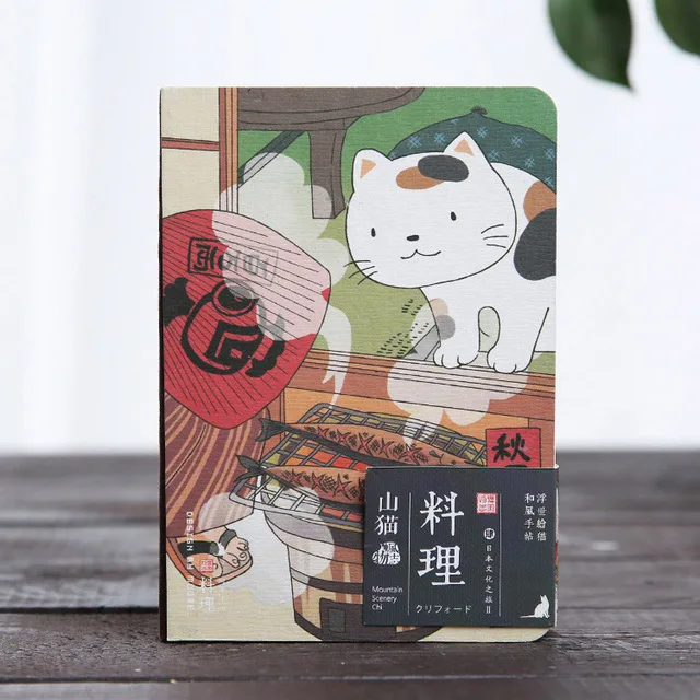 Cute Creative Japanese Cat Notebook Album Hardcover Sketchbook Stationery Planner Journal Daily Memo Notepad Agenda Book Student - Цвет: Cuisine