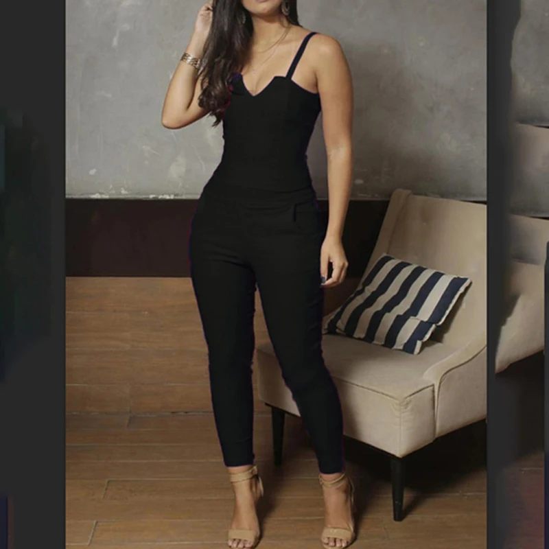 

Fashion Summer Women Jumpsuits Solid Color Sleeveless Tight-fitting High-elastic Straps Jumpsuit Female Romper