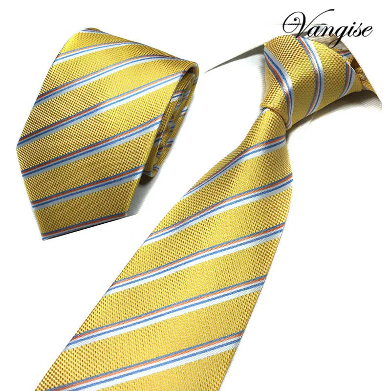 

High Quality Fashion Classic Men's Stripe Silk Tie Gold White Blue Jacquard Woven 100% Silk Men's Tie Necktie Polka Dots Ties