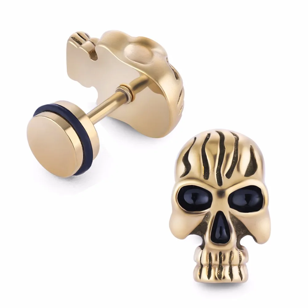2pcs Lot Punk Stud Earrings For Men Hypoallergenic Stainless Steel 2pcs Lot Punk Stud Earrings For Men Hypoallergenic Stainless Steel Skull Earring High Quality Mens Gift Es259 In From Jewelry