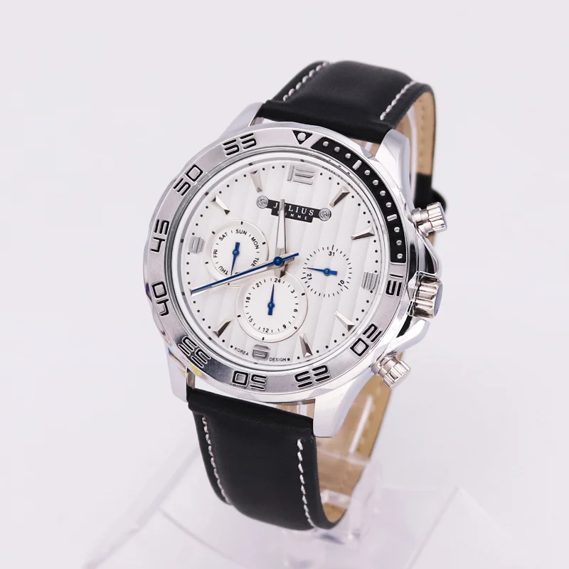 

Real Functions Men's Watch Julius Japan Quartz Homme Hours Fine Fashion Dress Bracelet Leather Sport Clock Birthday Gift Box