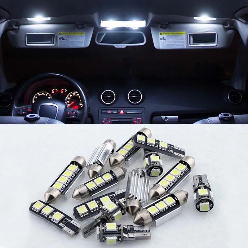 16pcs/lots Car Interior White LED Light Bulb Kit for 2009-2016 Audi A4 S4 RS4 B8