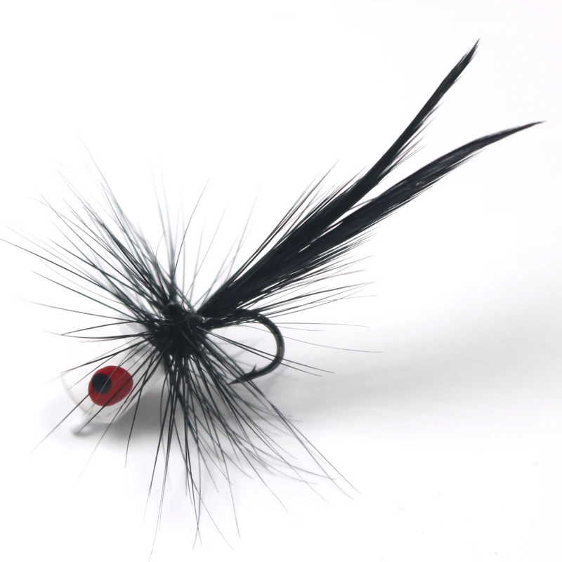 

ICERIO 6PCS Foam Poppers Fly Lure Black Tail White Body for Trout Panfish Bass Fly Fishing Lures