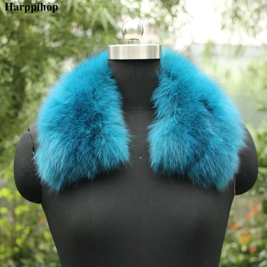 sky blue Harppihop* женская одежда воротник аксессуары модные меха лисы шарфы натуральный мех лисы воротник квадратный - Цвет: sky blue