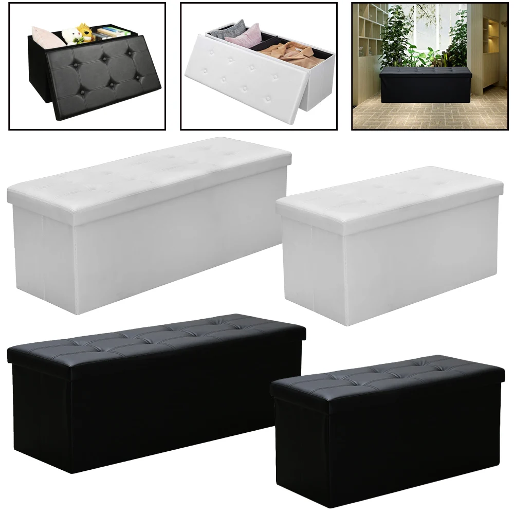 Black/White Chair Storage box Storage Stool foldable Bench Stuhl removable lid space saving Waterproof Sillas PVC leather Chairs Black/White Chair Storage box Storage Stool foldable Bench Stuhl removable lid space saving Waterproof Sillas PVC leather Chairs