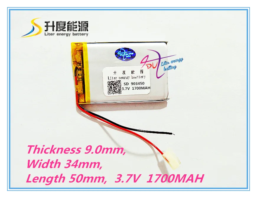 Лучший бренд батареи 903450 3 7 V 1700MAH литий полимерный аккумулятор MP3 MP4 Bluetooth 90*34*50 мм