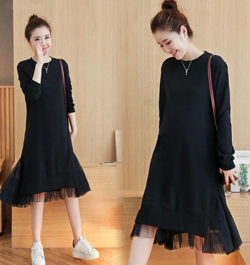 black cotton maternity dress